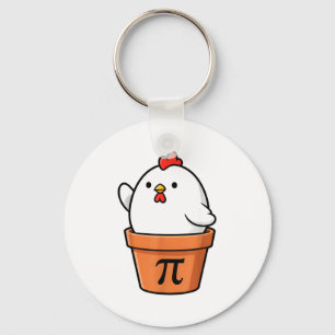 Funny Chicken Pot Pie Happy Pi Day 3.14 Math Teach Keychain