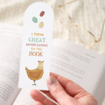 Funny Chicken Pun Book Lovers Bookmarks<br><div class="desc">These adorable illustrated chicken themed bookmarks are the perfect gift or stocking stuffer for chicken lovers,  book club members,  classrooms,  or library goers! This bookmark features funny "great eggspectations" book reference chicken pun on the front and a pattern of scattering feathers on the back.</div>