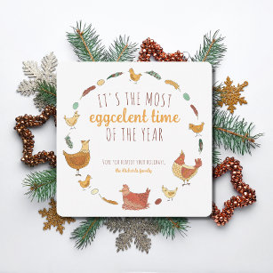 Funny Chicken Pun Square Christmas Photo Holiday Card