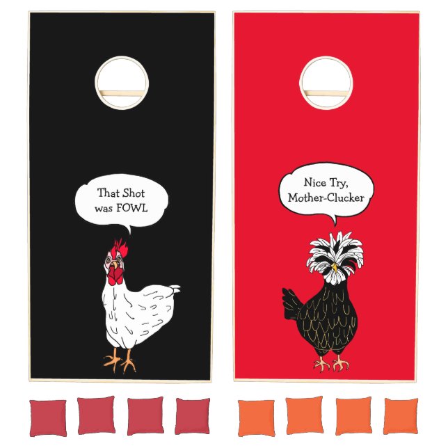 Funny Chicken Puns Country Barn Farm  Cornhole Set (Set)