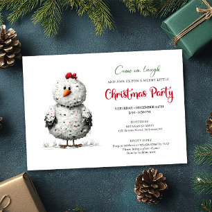 Funny Chicken Red Green Christmas Party Printable Invitation
