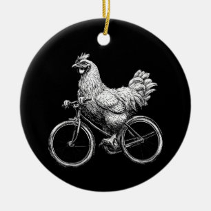 Funny Chicken Riding Bike Cyclist Cute Animal Love Ceramic Ornament