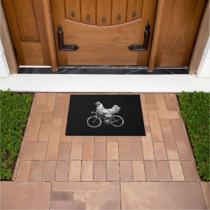 Funny Chicken Riding Bike Cyclist Cute Animal Love Doormat