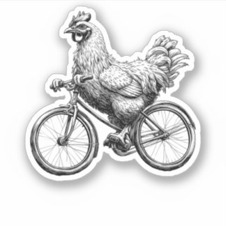 Funny Chicken Riding Bike Cyclist Cute Animal Love Sticker