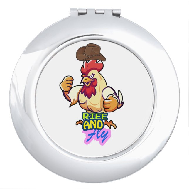 Funny Chicken Rise and Fly” T-Shirt Compact Mirror (Front)