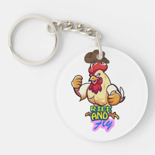 Funny Chicken Rise and Fly” T-Shirt Keychain