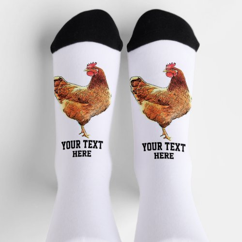 Funny Chicken Rooster Farm Custom Message Socks