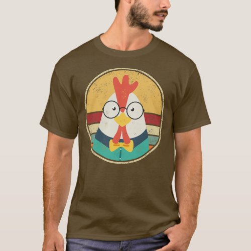 Funny Chicken Rooster Farmer Retro Vintage Outfit T_Shirt