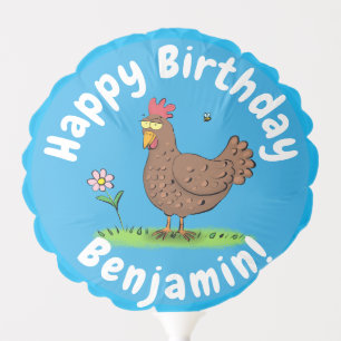 Funny chicken rustic cartoon illustration balloon