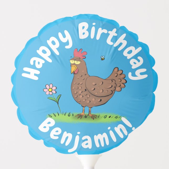 Funny chicken rustic cartoon illustration balloon (Front)
