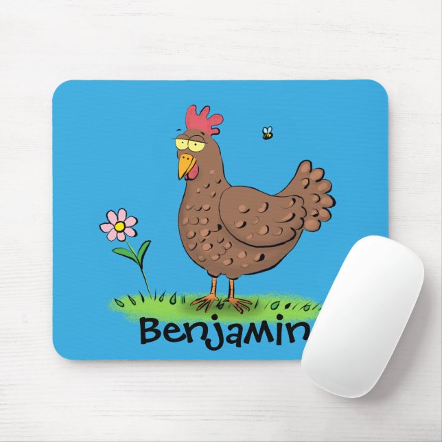 Funny chicken rustic cartoon illustration mouse pad (With Mouse)
