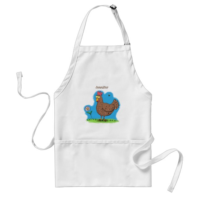 Funny chicken rustic whimsical cartoon adult apron (Front)