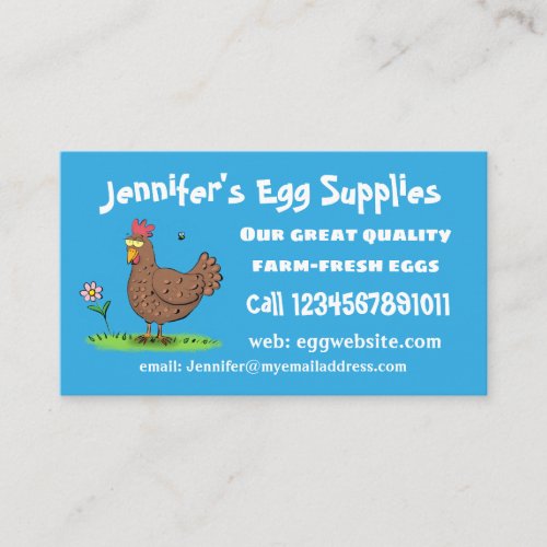 Funny chicken rustic whimsical cartoon business card