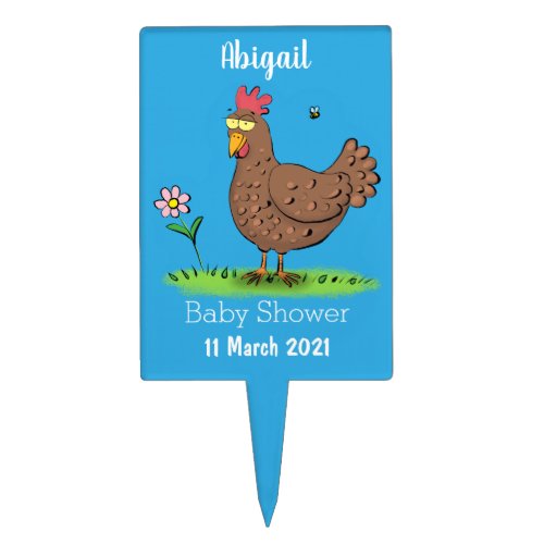 Funny chicken rustic whimsical cartoon cake topper