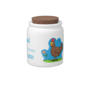 Funny chicken rustic whimsical cartoon candy jar
