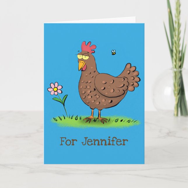 Funny chicken rustic whimsical cartoon card (Front)