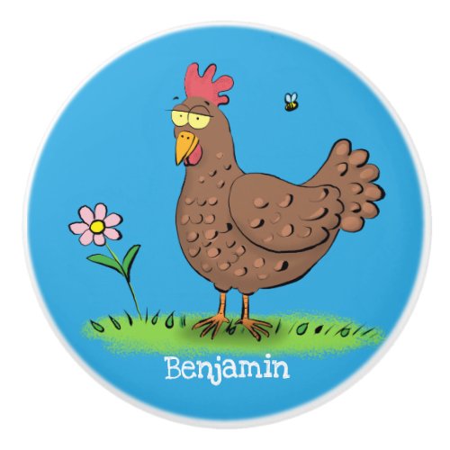 Funny chicken rustic whimsical cartoon ceramic knob