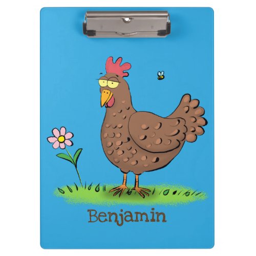 Funny chicken rustic whimsical cartoon clipboard