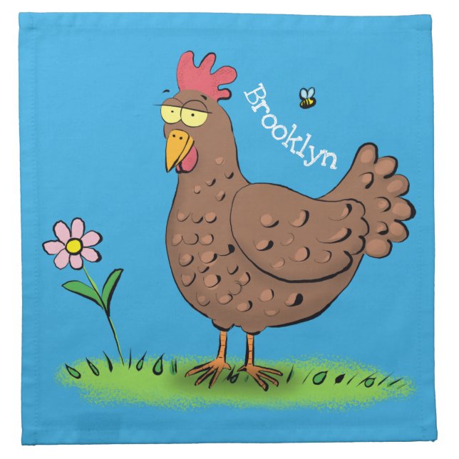 Funny chicken rustic whimsical cartoon cloth napkin (Front)