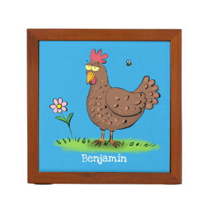 Funny chicken rustic whimsical cartoon  desk organizer