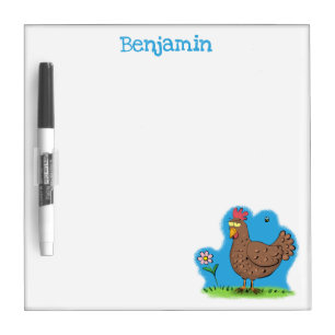 Funny chicken rustic whimsical cartoon dry erase board