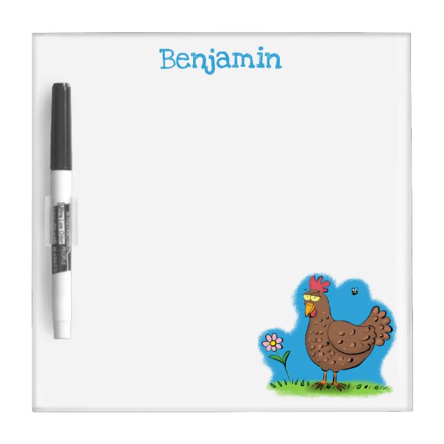 Funny chicken rustic whimsical cartoon dry erase board (Front)