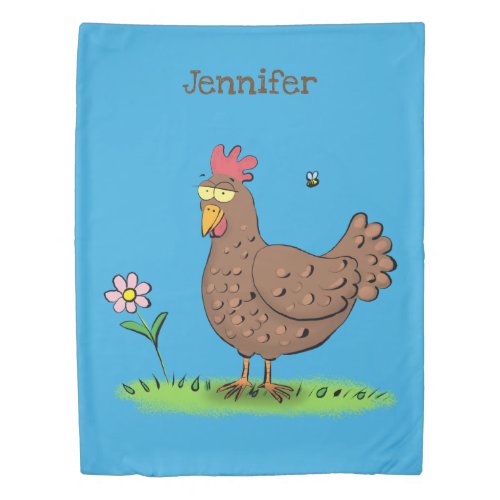 Funny chicken rustic whimsical cartoon duvet cover
