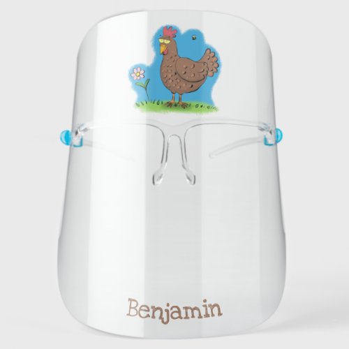 Funny chicken rustic whimsical cartoon face shield