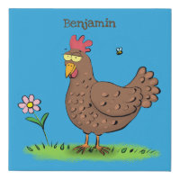 Funny chicken rustic whimsical cartoon