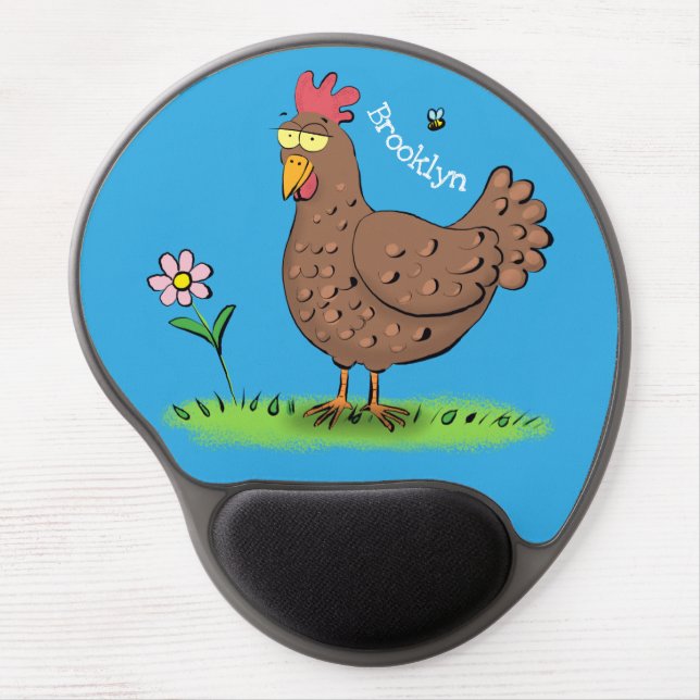 Funny chicken rustic whimsical cartoon gel mouse pad (Front)