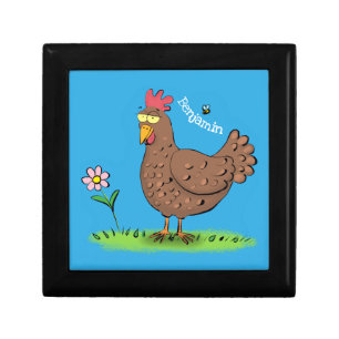 Funny chicken rustic whimsical cartoon gift box