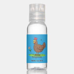 Funny chicken rustic whimsical cartoon hand sanitizer