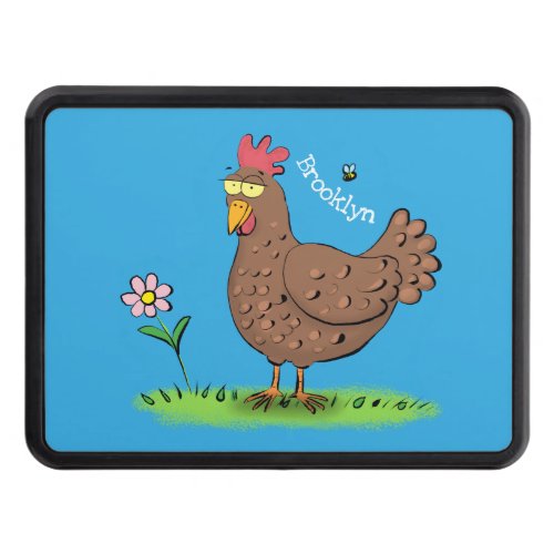 Funny chicken rustic whimsical cartoon hitch cover