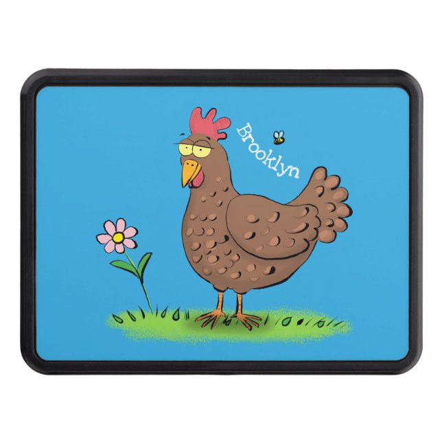Funny chicken rustic whimsical cartoon hitch cover (Front)