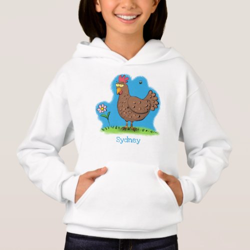 Funny chicken rustic whimsical cartoon hoodie