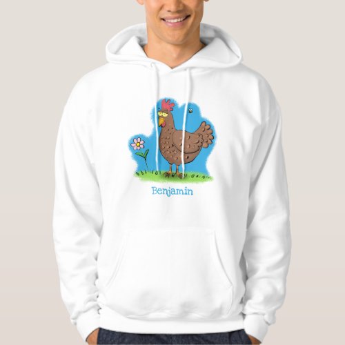 Funny chicken rustic whimsical cartoon hoodie