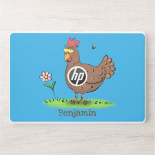 Funny chicken rustic whimsical cartoon HP laptop skin