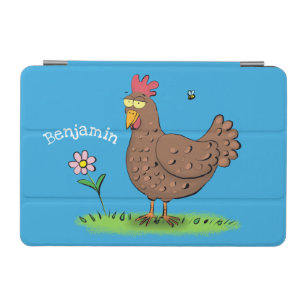 Funny chicken rustic whimsical cartoon iPad mini cover
