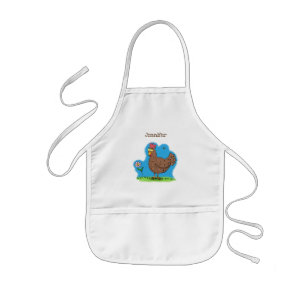Funny chicken rustic whimsical cartoon kids' apron
