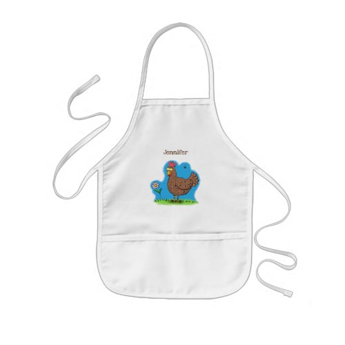 Funny chicken rustic whimsical cartoon kids apron