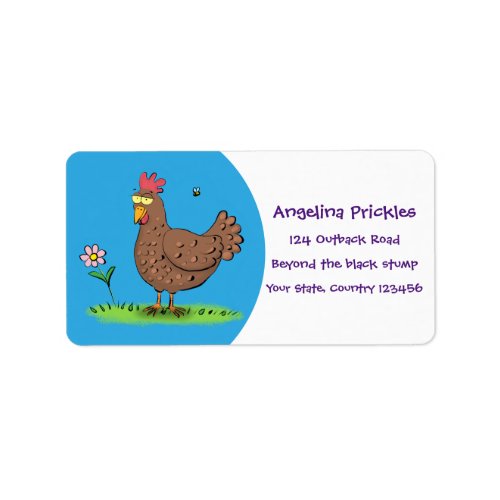 Funny chicken rustic whimsical cartoon label