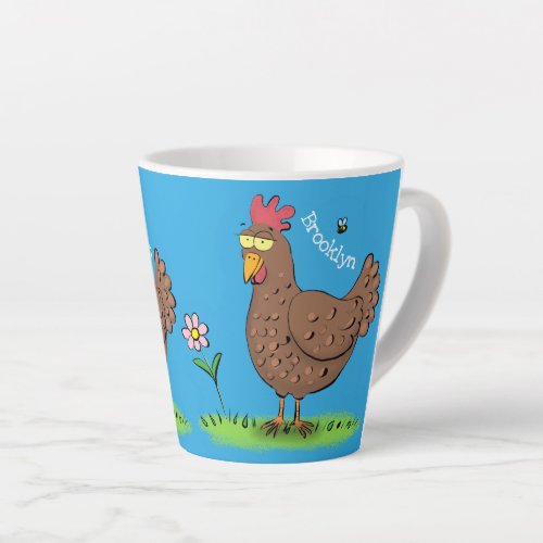 Funny chicken rustic whimsical cartoon latte mug