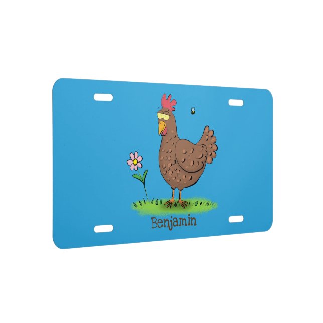 Chicken License Plates Funny Chicken Rustic Whimsical Cartoon License Plate Zazzle