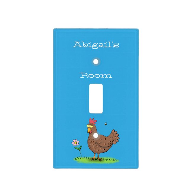 Funny chicken rustic whimsical cartoon light switch cover (Front)