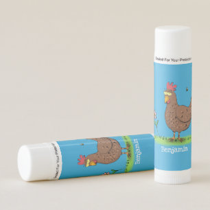 Funny chicken rustic whimsical cartoon lip balm