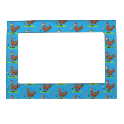 Funny chicken rustic whimsical cartoon magnetic frame