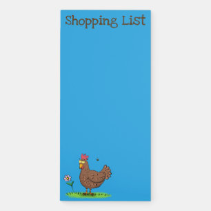Funny chicken rustic whimsical cartoon magnetic notepad