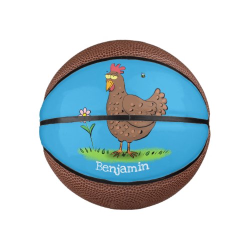 Funny chicken rustic whimsical cartoon mini basketball