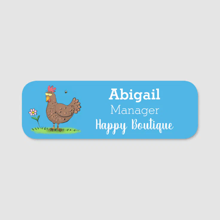 Funny chicken rustic whimsical cartoon name tag | Zazzle
