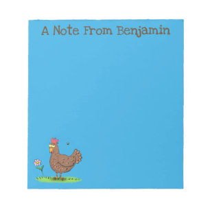 Funny chicken rustic whimsical cartoon notepad